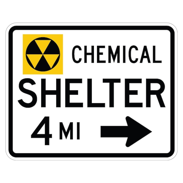 Sign Solutions Usa Symbol Chemical Shelter 4 MI Right Arrow, Aluminum, 24 in x 30 in DUS08DWT3024EM-7dR - main